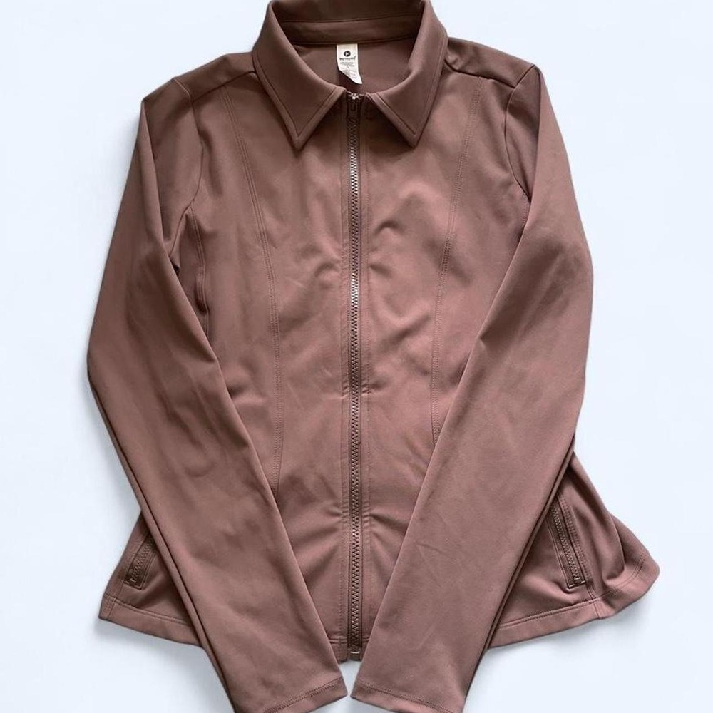 90 Degree by Reflex Wonderlink Tan Amsterdam Collared Athletic Jacket in size S
